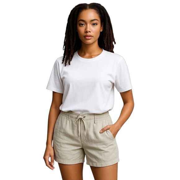 100% Linen Shorts Modest Drawstring Pockets Flax sz 8 JONES & CO. JONES NEW YORK - Picture 2 of 16